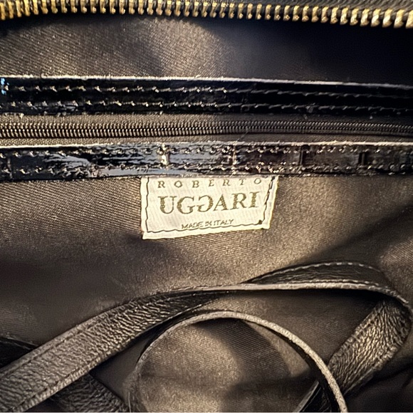 Handbag Purse Black Patent Croco embossed by Roberto Uggari of Italy - Picture 6 of 12